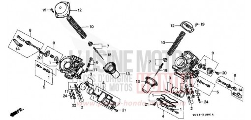 CARBURATEUR (PIECES CONSTITUTIVES) XRV750M de 1991
